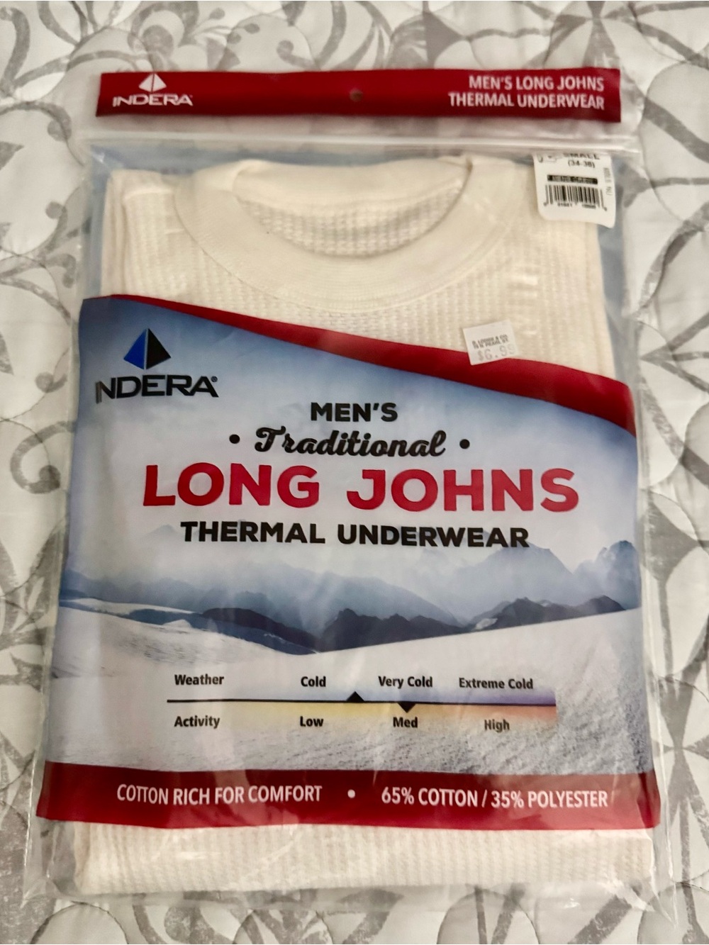 Indera Men's Traditional Long Johns Thermal Undershirt - Cream